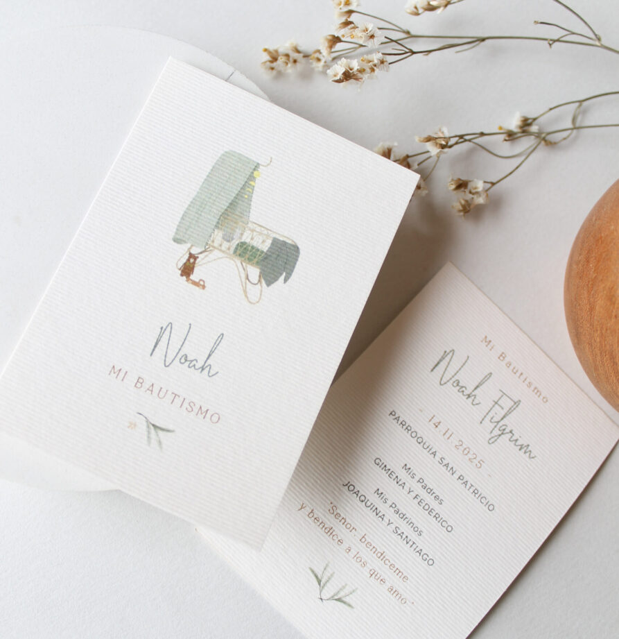 Estampita de bautismo Noah x 16 un.