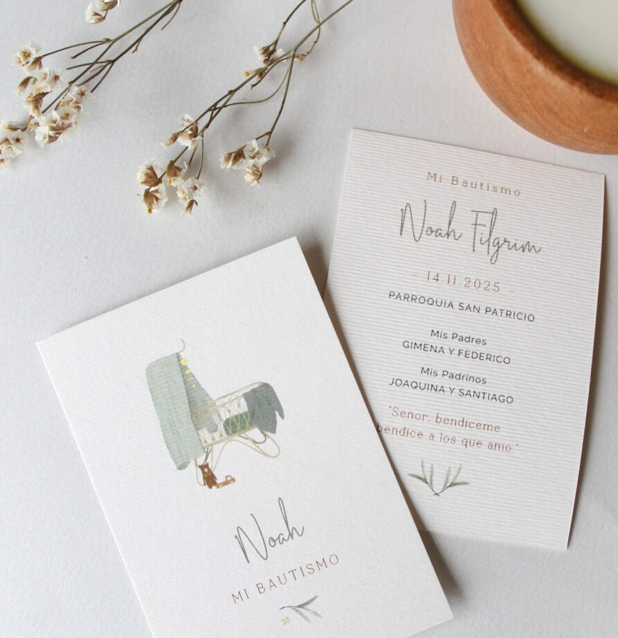 Estampita de bautismo Noah x 16 un.