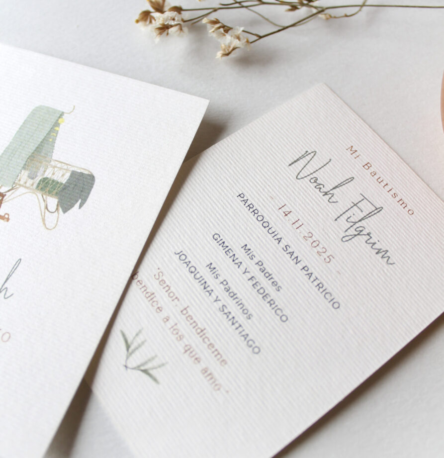 Estampita de bautismo Noah x 16 un.