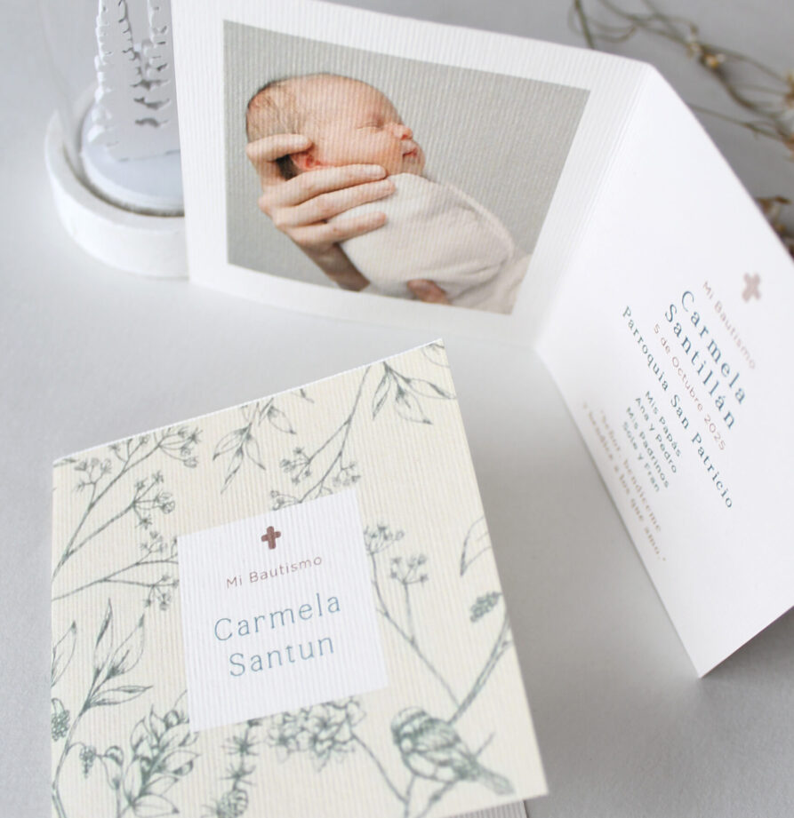 Estampita de bautismo Julia 1 foto x 12 un.