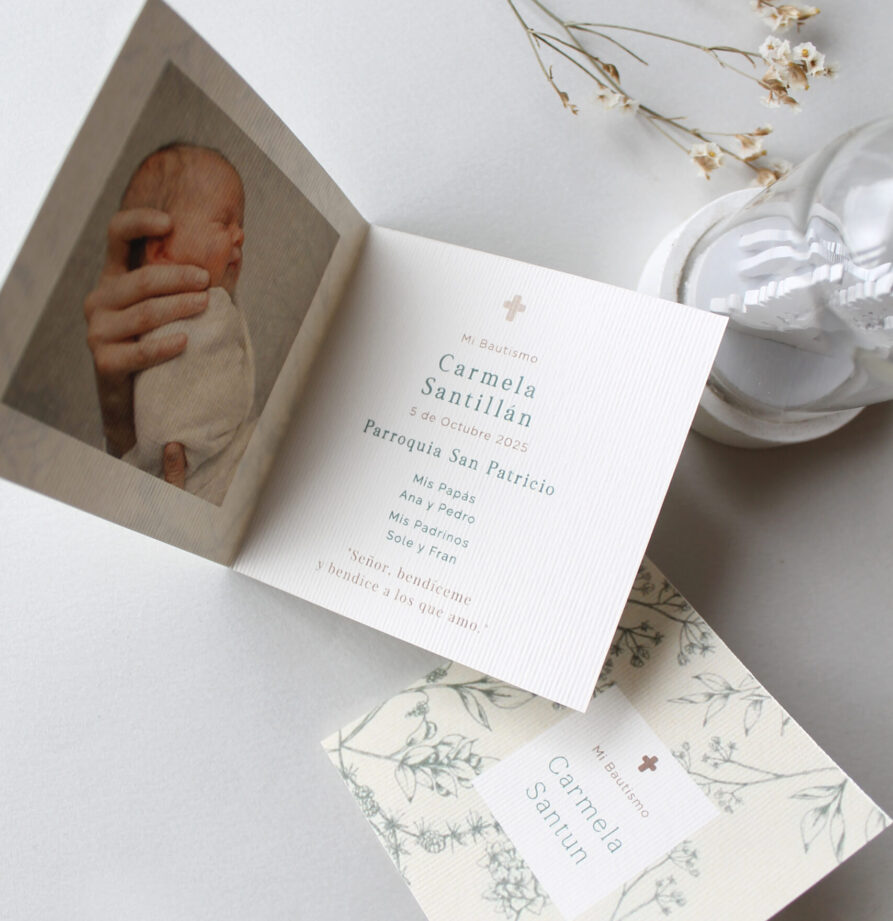 Estampita de bautismo Julia 1 foto x 12 un.