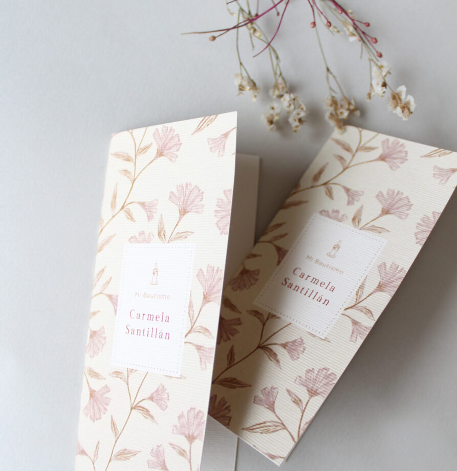 Estampita de bautismo Emilia 3 fotos x 12 un.