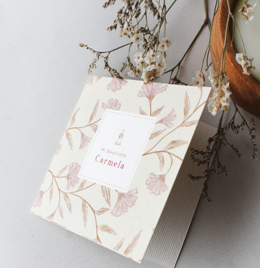 Estampita de bautismo Emilia 1 foto x 12 un.