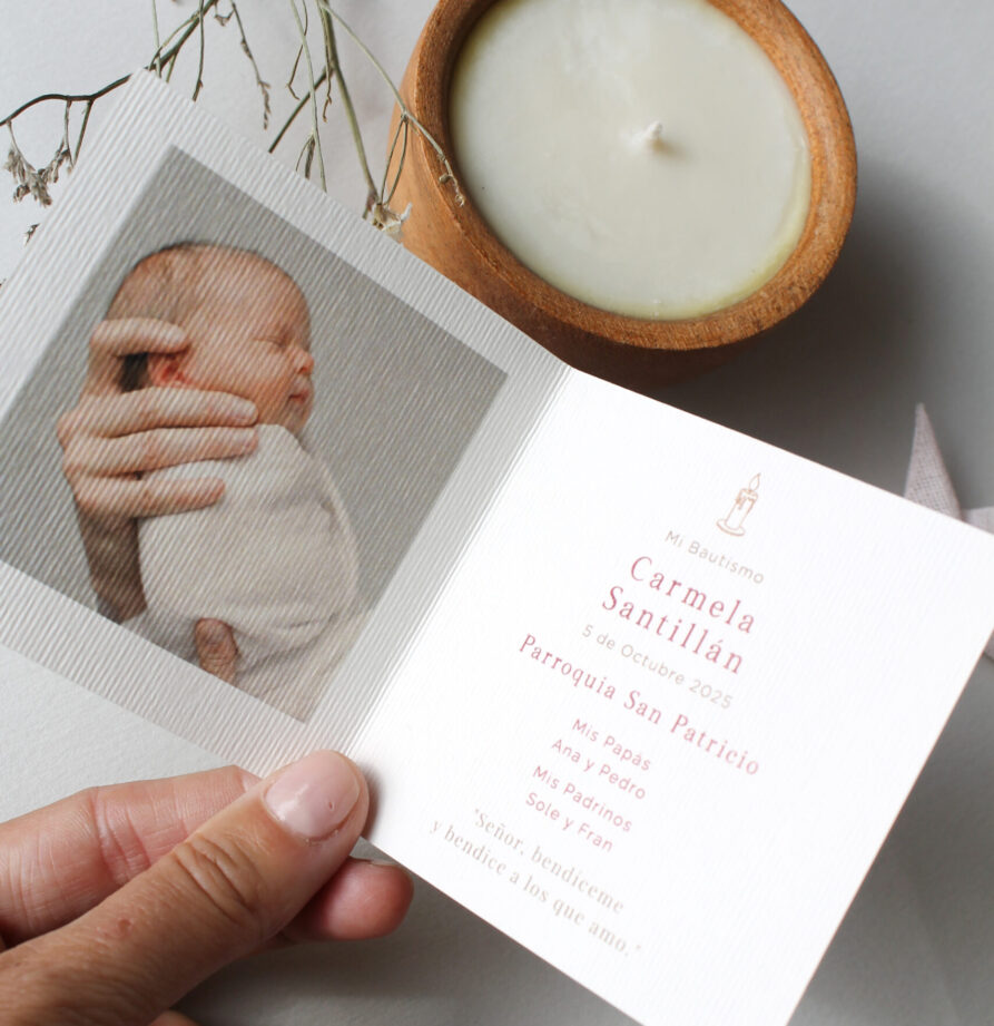 Estampita de bautismo Emilia 1 foto x 12 un.